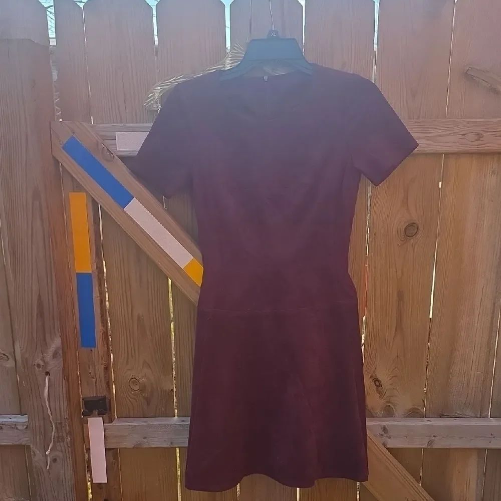 Fauc Suede Burgundy Dress